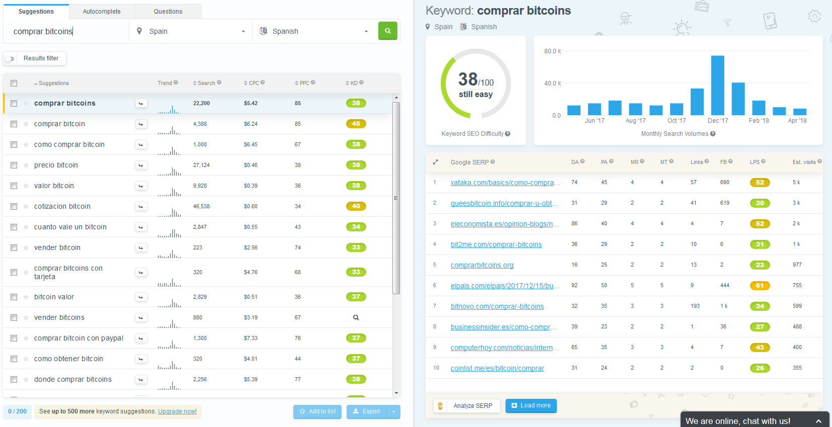 Ejemplo de KWfinder