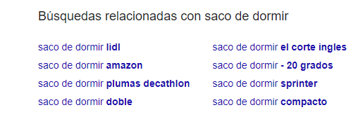 saco de dormir búsquedas