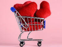 carrito de compra con corazones
